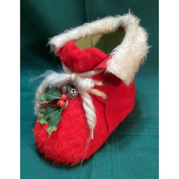 Vintage 1960s Santa's Red Christmas Boot Cloth Decoration To Fill With Goodies - Picture 1 of 10